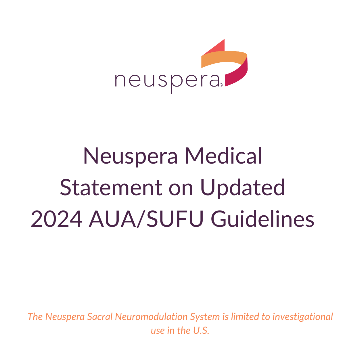 Neuspera's Statement Regarding New AUA/SUFU Guideline for OAB - Neuspera